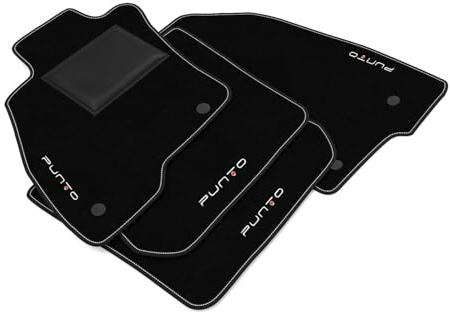 DHCarMats | Alfombrillas de Auto para Fiat Punto EVO 2009-2012 Bordado | Alfombrillas de Auto Alfombra a Medida | Accesorios de Coche - Conjunto Completo Anterior y Posterior