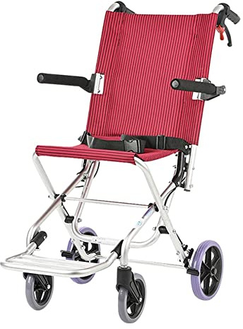 Sedia a rotelle ultraleggera pieghevole da viaggio con braccioli e poggiapiedi – Sedia da transito a propulsione per anziani disabili
