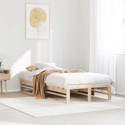 Sufrk Massivholzbett ohne Matratze 90x190 cm Holz Bett Massivholzbett Bed Frame Bettgestell Bett Holz Kiefernholz - 850860