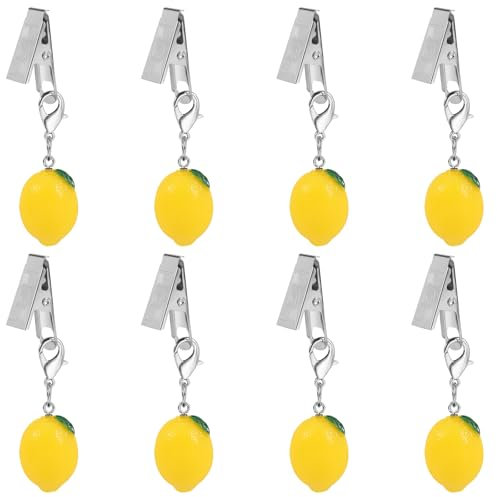 LEGENTLISUR Set of 8 Pieces Lemon Tablecloth Decoration Table Cloth Weights With Clips Outdoor Tablecloth Weights Cute Fruit Table Weights For Home Picnic Camping Party