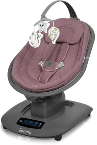 LIONELO BLOSSOM Elektrische Babywippe bis zu 9 kg Babyliege Verstellbare Rückenlehne Natürliches Schaukeln 5 Geschwindigkeiten Ergonomischer Sitz Bluetooth-Fernbedienung, 5 Melodien