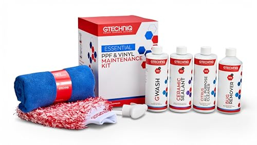 Gtechniq PPF and Vinyl Maintenance Kit for Cars, 6-Piece | Includes Car Sealant, Stain Remover, Bug Remover, Wash Mitt and Towel in Easy Storage Box, Removes Stubborn Dirt and Grime, Protects Surface