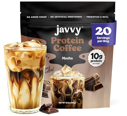 Mocha Protein Iced Coffee - Premium Whey Protein & Instant Iced Coffees - 100% Natural Cold Brew - Zero Artificial Flavors & Sweeteners, 80 mg Caffeine Per Serving, No Added Sugar, 20 Servings