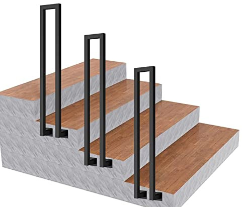Rampe d'escalier en fer forgé en forme de U pour intérieur et extérieur - Barre de soutien de 65 cm pour marches en béton et en bois - Balustrade murale latérale pour plus de sécurité et de style