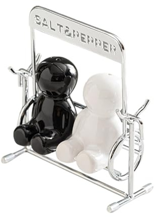 Salero y pimentero de cerámica contemporáneo con tapa segura, ahorro de espacio, utensilios de cocina para decoración de encimeras, figuras oscilantes, tarros de cocina