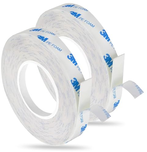2 Pcs Nastro di Montaggio per Oggetti Nastro Biadesivo in Schiuma PE, Fissaggio Oggetti, Quadri, Applicazioni Permanenti (10 mm x 3 m)