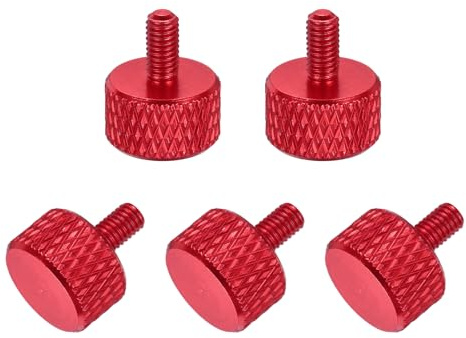 QUARKZMAN 5 Pcs Vis Moletée M3x6mm Vis Moletées à Tête Plate, en Alliage d'Aluminium Massif, Entièrement Filetées, pour Boîtiers d'Ordinateurs PC et Cartes Graphiques, Rouge
