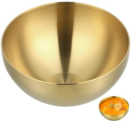 KICHOUSE Ciotola Insalata in Acciaio Inox Dorato Stile Coreano | Multiuso per Pasti e Snack, Finitura Liscia, per Cene e Forno, Lavorazione Elegante