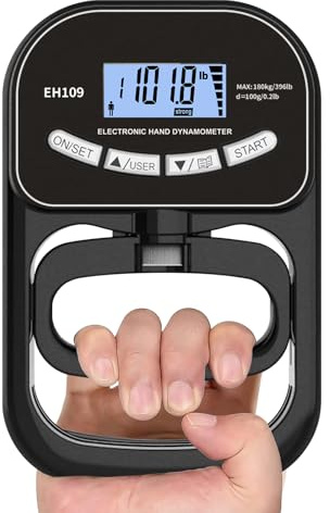 YATOSEEN Dinamómetro digital de mano, medidor de fuerza de 396 lb/180 kg, probador electrónico de fuerza de agarre recargable, medidor electrónico de fuerza de agarre, pantalla LCD