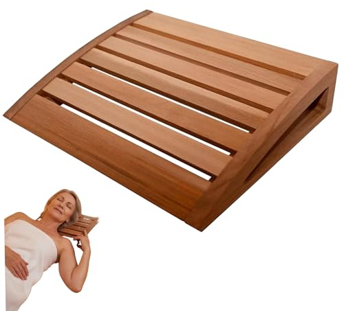 Cuscino per sauna Poggiatesta per sauna scavato per il relax Cuscino in legno Supporto ergonomico per il collo per uomini e donne 15x12, 2x2, 8 pollici Marrone