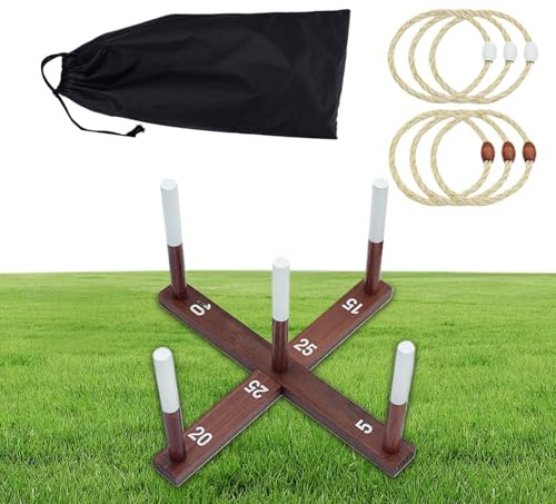 Ringkastningsspel utomhus - 41x13,5x6cm gräsmatta set med bärväska | Roliga sportleksaker för träden, sommar, flickor, baksfest, tonåringar, picknick, inomhus, skola, bärbar
