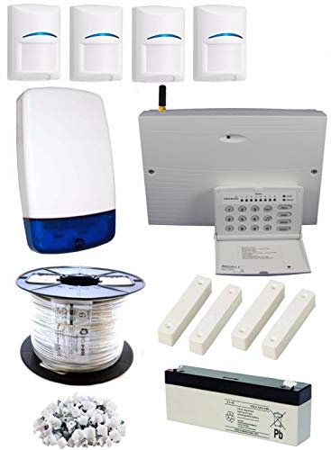Texecom Veritas R8 PLUS, LED Keypad Wired Burglar Alarm Kit, 4 BOSCH PIRs with GSM Dialler
