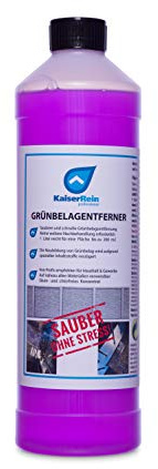 KaiserRein Profi Grünbelagentferner 1L Moosentferner Algenentferner extrem ergiebiges Konzentrat 1L ergibt 10 L (für bis zu 150 m²) Grünspan-Entferner, Terrasse, Fassade, Beton, Stein