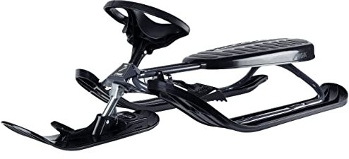 STIGA Snowracer Curve – Robuster Lenkschlitten mit Bremse und Zugseilwinde – Stahlrahmen Bobschlitten für Kinder und Erwachsene bis 90 kg – Winter Schlitten ab 7 Jahren