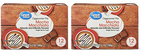 Great Value Cappuccino Coffee and Hot Drink Single Serve Pods, 12 Count (Mocha Macchiato Cappuccino, Pack of 2)