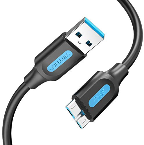VENTION Hard Drive Cable 1m USB 3.0 Type A to Micro USB B Cable 5Gbps External Hard Drive Lead Compatible with Seagate Western Toshiba and more