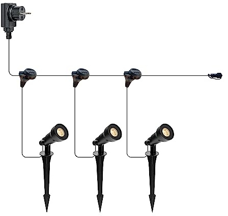 Xelloo 12 Volt Gartenleuchte Set Cas Small - 3 Stück - Designarmaturen 1W LED warmweiß mit Erdspieß - Wasserdicht (IP65) - Praktischem Schiebeanschluss