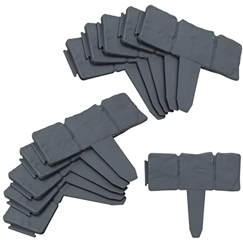 Fiqops Rasenkante Kunststoff 15M Anthrazit 60 Stücke Beeteinfassung Steinoptik Garden Border aus Polypropylen Mähkante Beetumrandung Palisade Garten dekorativ 1 Element BxHxT: 25x23x1 cm