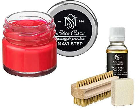 MAVI STEP Aurora Schuhpflegeset aus Wildleder und Nubuk - Luxus Schuhpflege Set - 162 - Leuchtend Rot, 163 Dunkelorange, Einheitsgröße