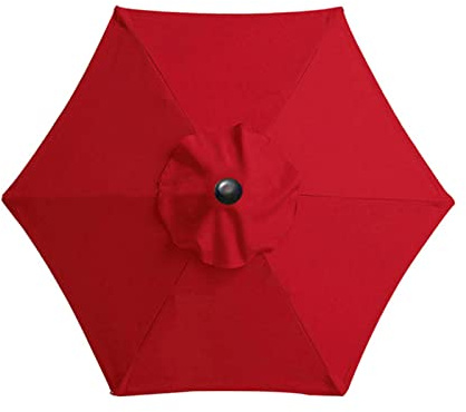Kyaoayo Replacement Umbrella Fabric, Parasol Cover, Anti-UV Canopy Cover for Outdoor Table Umbrellas, Sun Shade Canopy (Red, 3M 6 Ribs)