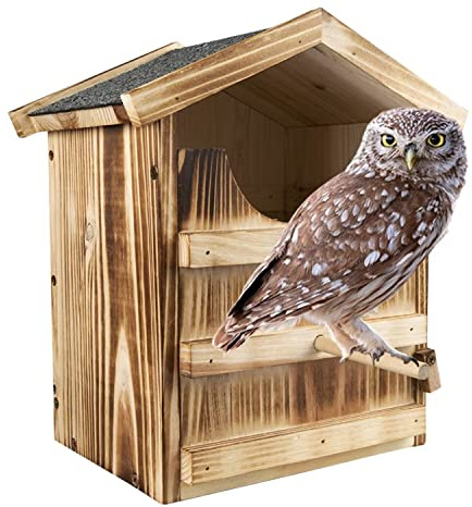 Eulenhaus, Naturholz Eulenbox Box zum Aufhängen im Freien, Eulen-Nistkasten für draußen, Turmfalkenbaum-Vogelhaus für Hinterhöfe
