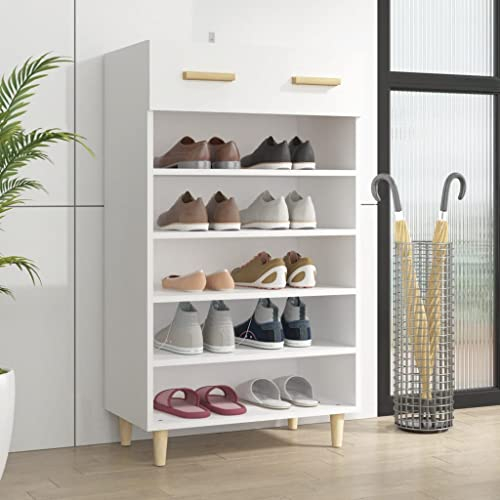 DYRJDJWIDHW schuhregal,schuhschrank,schuhregal schmal,Schuhschrank Weiß 60x35x105 cm HolzwerkstoffFür Türöffnungen, Korridore