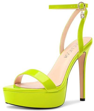 Aachcol Donna Aperte sulla Punta Piattaforma Spillo Tacco Heels Cinturino alla Caviglia Alto High Tacco Heel Sandali Sexy Slingback Dress Scarpe 13 CM Heels Verde Lime 39 EU
