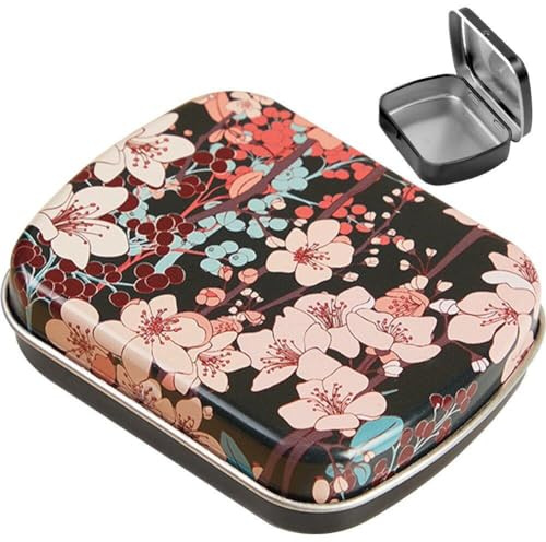 HiyyFloy Caja De Almacenamiento Portátil De Metal, 1 Uds., Caja De Latas con Bisagras Portátil, Mini Caja Vacía Rectangular, Latas De Metal con Tapas con Bisagras para Monedas De