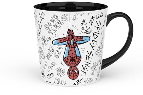 Zak Designs Marvel Ceramic Coffee Mug for Hot Drinks at Home, Collectible Keepsake (15 oz, Spider-Man)