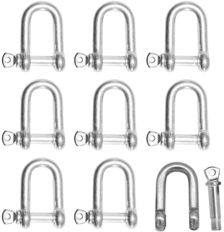 Hocansen 8 Stück Schäkel M5 D Ring Schäkel Sperren Edelstahl Schraube Schäkel Gerade Karabiner mit Augbolzen für Takelung Stahlseil (DXK/M5)