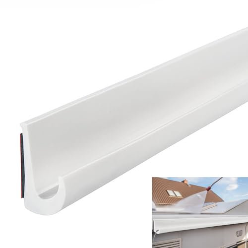 Inscrip RV Rain Gutters, J Shape RV Rain Gutter, Rain Gutters, J-Shaped Roof Rain Diversion Self-Adhesive PVC J-Shape RV Rain Gutter for Vehicle, Truck, RV, Boat, Car, Van, Door (White, 5M)