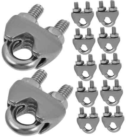 JECOMPRIS 12 Stück Kleine Drahtseilklemmen Aus Edelstahl 304 U-klemme Mit Rutschfestem Gewinde Kabelbefestigung Für Garten Sonnensegel Federdecke