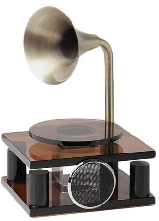 Gaxcent Phonograph Retro Stil Dekoration,Menschen Im Alter 20-30 Und Männer Im Alter 50-59, Phonograph Deko Grammophon Antik,Braun