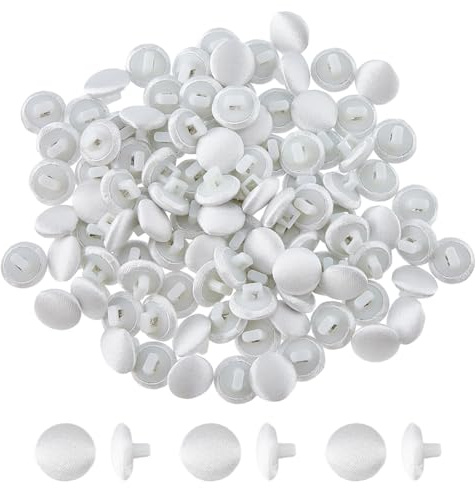 SUPERFINDINGS 100 Stück Silberne Satinstoffknöpfe Über 1cm Stoffknopf 9.5mm klein Pilzstoff Stoffbezogene Knöpfe Mit Kunststoffschaft Smokingknöpfe Runde Knöpfe Für Hochzeitskleider Anzüge DIY Nähen