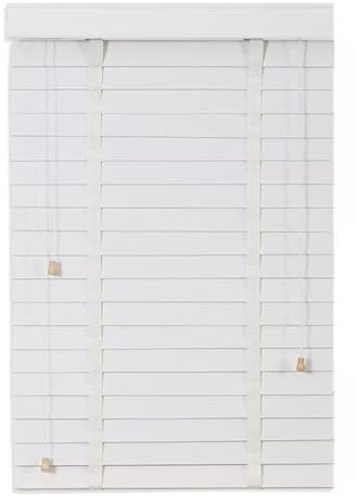 2 Slats Wooden Venetian Blinds for Windows White Privacy Curtain Blinds W20-72 H48 60 64 72 Darkening Shades Horizontal Window Blinds Cordless(30 W x64 H)