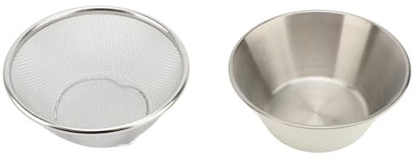 Safe Juego de Colador de Acero Inoxidable 304, Mini Colador de Metal de Drenaje Rápido con Tazón para Mezclar de 14 Cm, para Lavar Frutas y Verduras, Preparar Verduras