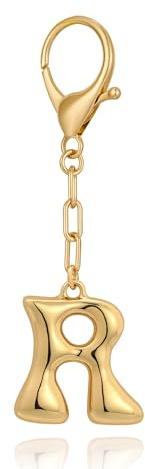 WOWORAMA Initialbuchstabe Schlüsselanhänger für Frauen Chunky Gold Bubble Buchstabe A bis Z Taschenanhänger Handtaschen Anhänger Schlüsselringe Zubehör