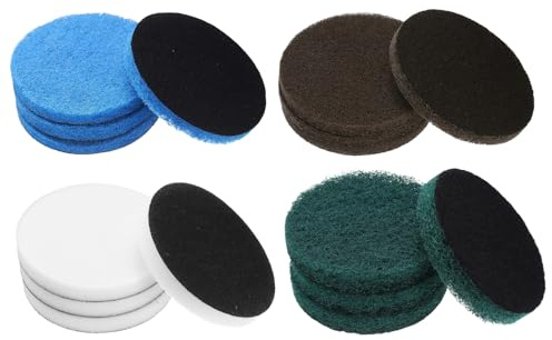 sourcing map 16 Pcs 4 Inch Nylon Hoop Scrubbing Pad 120/240 Grits Scrubber Scouring Pads Hoop and Loop Surface Conditioning Drill Scuffing Disc, Green/Brown/Blue/White