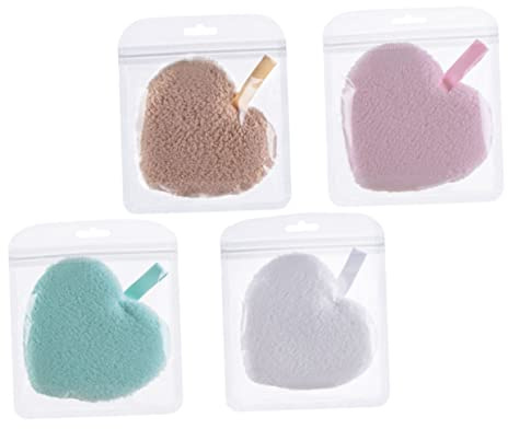 Homoyoyo 4pcs Éponges de Soin du Visage de Cœur Réutilisables en Éponge pour Exfoliation et Nettoyage Profond, pour Voyage et Camping