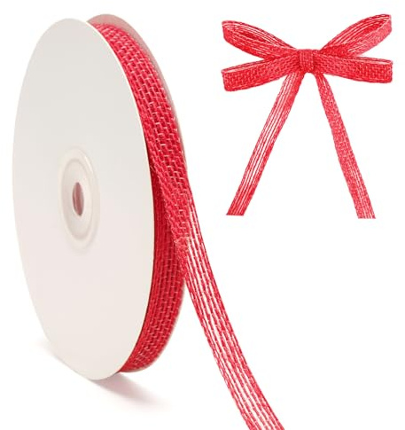 G2PLUS 20 Yards Nastri Natalizi,10mm Nastro di Juta Rosso,Nastro Regalo | Nastri Iuta per Natale,Matrimoni,Pasquali,Decorazioni Regali,Bricolage Artigianato