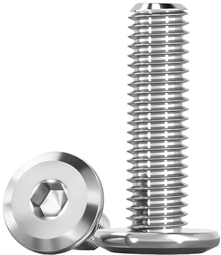 Humyu Vis à tête plate Inox A2 (INBUS) - M6 x 25 mm - Lot de 20 pièces - Vis à empreinte hexagonale - Pour Meubles, Métal, Bois, Extérieur