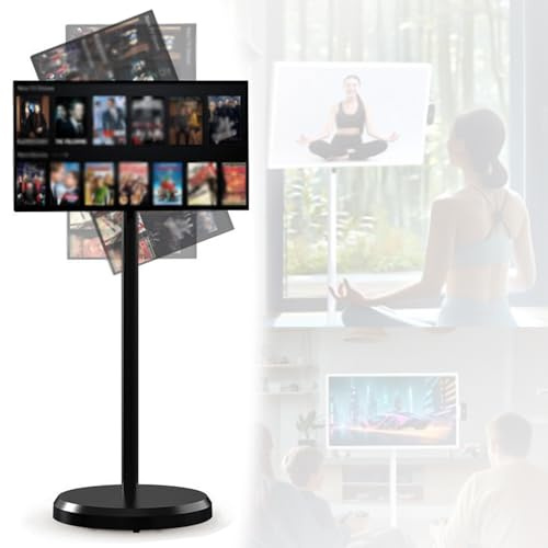 DOZPAL 21.5-inch Portable Monitor with Full 360° Rotation Touchscreen, Android 13 OS, Built-in Battery, Smart Rolling TV with Remote Control, Multiple Projection Sharing Black-4GB+64GB