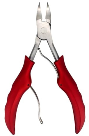 BAZEITFLOW Alicate Cortaúñas Resistente de Inoxidable para Uñas Encarnadas y Gruesas Diseño Ergonómico con Mango de Goma Rojo Antideslizante Herramienta Profesional para Manicura y Pedicura