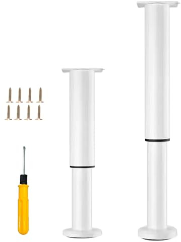 XAHMBSS 2 Stück Möbelfüße Verstellbar Weiß 40-70 cm,Möbelfüße Höhenverstellbar,Metall Möbelbeine,Anti-Kratzer Möbelbeine für Schrank Fernsehschrank Bett Sofa Badezimmerschrank