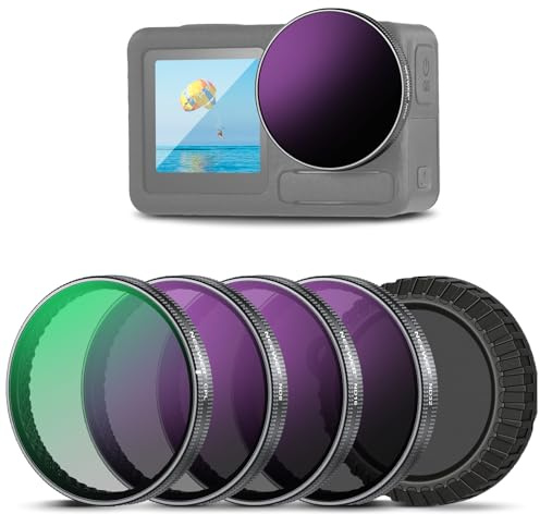 NEEWER ND Filter Set Compatible with DJI Osmo Action 5 Pro/4/3 (4 Pack), ND8/16/32 CPL Circular Polarizing Filter Polarizer Neutral Density Snap On Action Camera Accessories with Lens Cap, FLA01