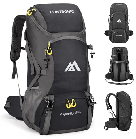 flintronic 50L Zaino da Escursionismo, Zaino da Trekking Leggero, Impermeabile Borsa Sportiva Da Esterno, per Sport All'aria Aperta, Arrampicata, Trekking, Campeggio, Viaggio