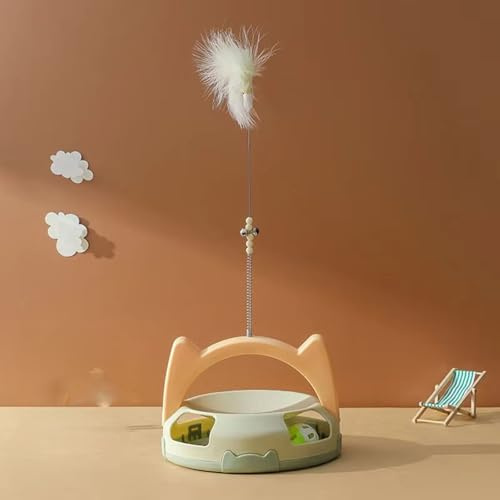 XZWYVUTSR Plateau tournant interactif de Service à thé de Plume de Chat avec Boule de Cloche Jouet Auto - jouable Automatique