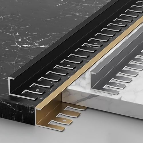 Biegsames Fliesenabschlussprofil aus Aluminium 270cm – Abschlussleiste/Kantenprofil für Fliesen, Boden & Türlaibung im Bad, Rundbogen-Fugenabdeckung, Flexibel Biegbar(Champagner,Hoch：5.5mm)