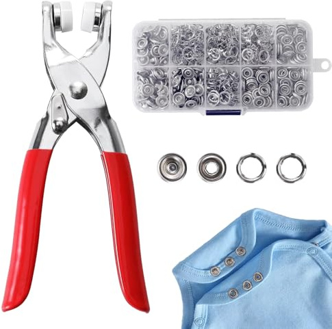 100 Sätze Druckknöpfe Ohne Nähen,9,5 Mm Druckknopf Set Mit Zange | Rostfrei Silber Metall Druckknöpfe, Ohne Nähen Jersey Druckknöpfe Für Diy Basteln,Kinderbekleidung,Kleidung Taschen(Silber)