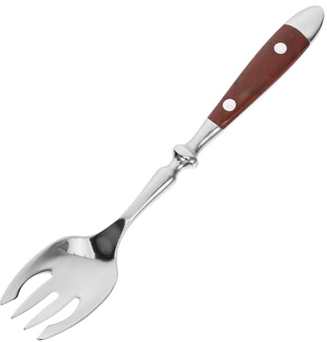 VALICLUD Tenedores para Servir Ensalada y Tenedores de Cena Mango de Madera y Acero Inoxidable 430, Duraderos y Multifuncionales para Comidas Formales y Casuales